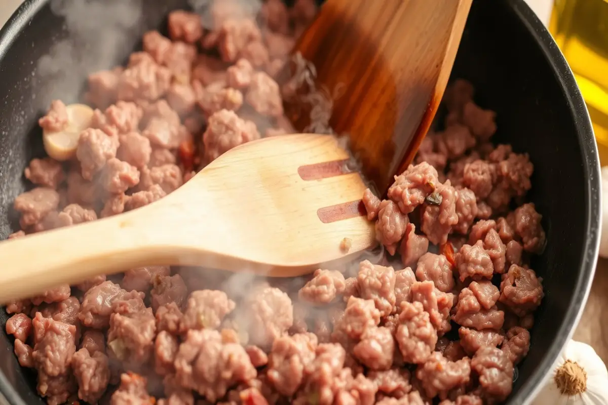 step-by-step process of cooking ground beef