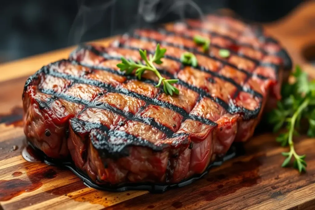 grilled ribeye steak with grill marks