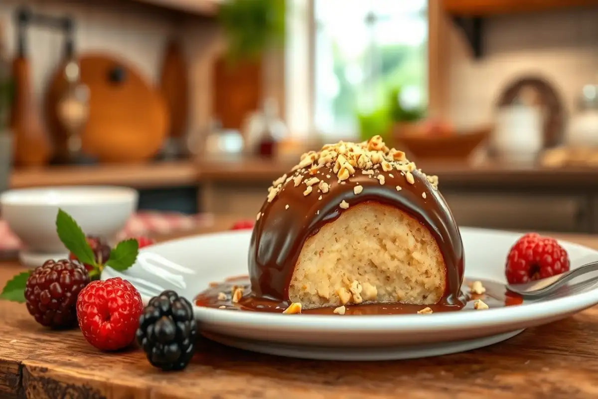 A beautifully plated Italian Bomba dessert