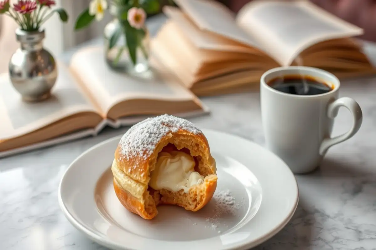 omba pastry served on a white plate