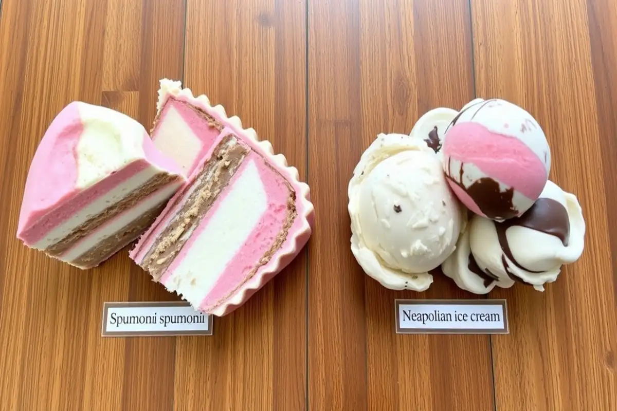 comparison of spumoni and Neapolitan ice cream