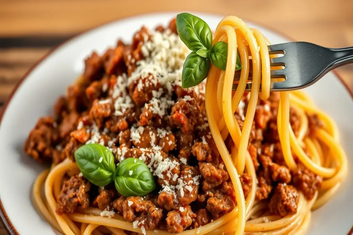 classic plate of spaghetti Bolognese