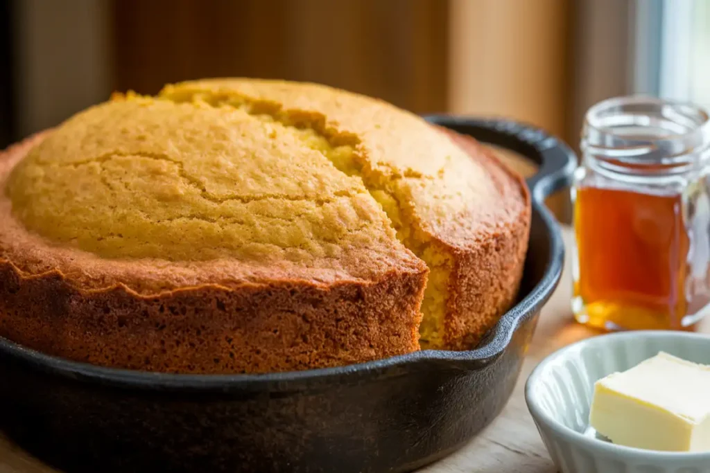 freshly baked cornbread loaf