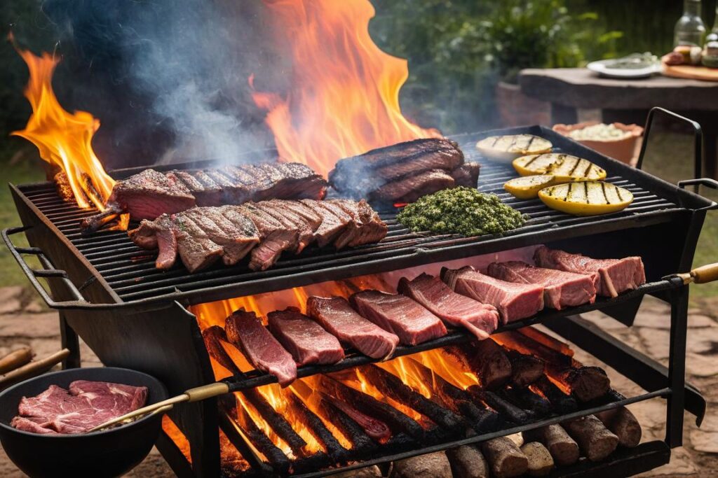 An Argentine asado: a social event where beef takes center stage