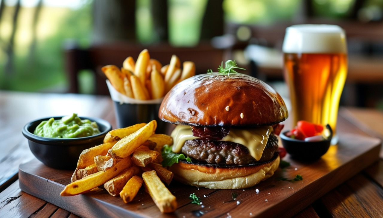 An artistic shot of gourmet burger pairings