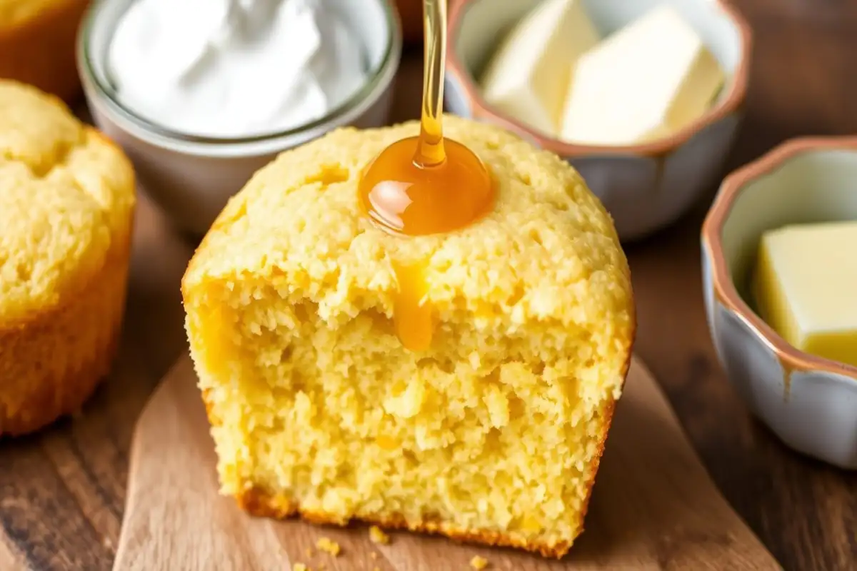 sliced cornbread muffin