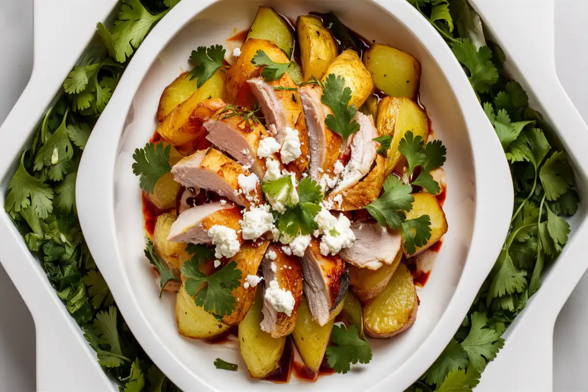 Feta Cilantro Bowl with Chicken and Potatoes