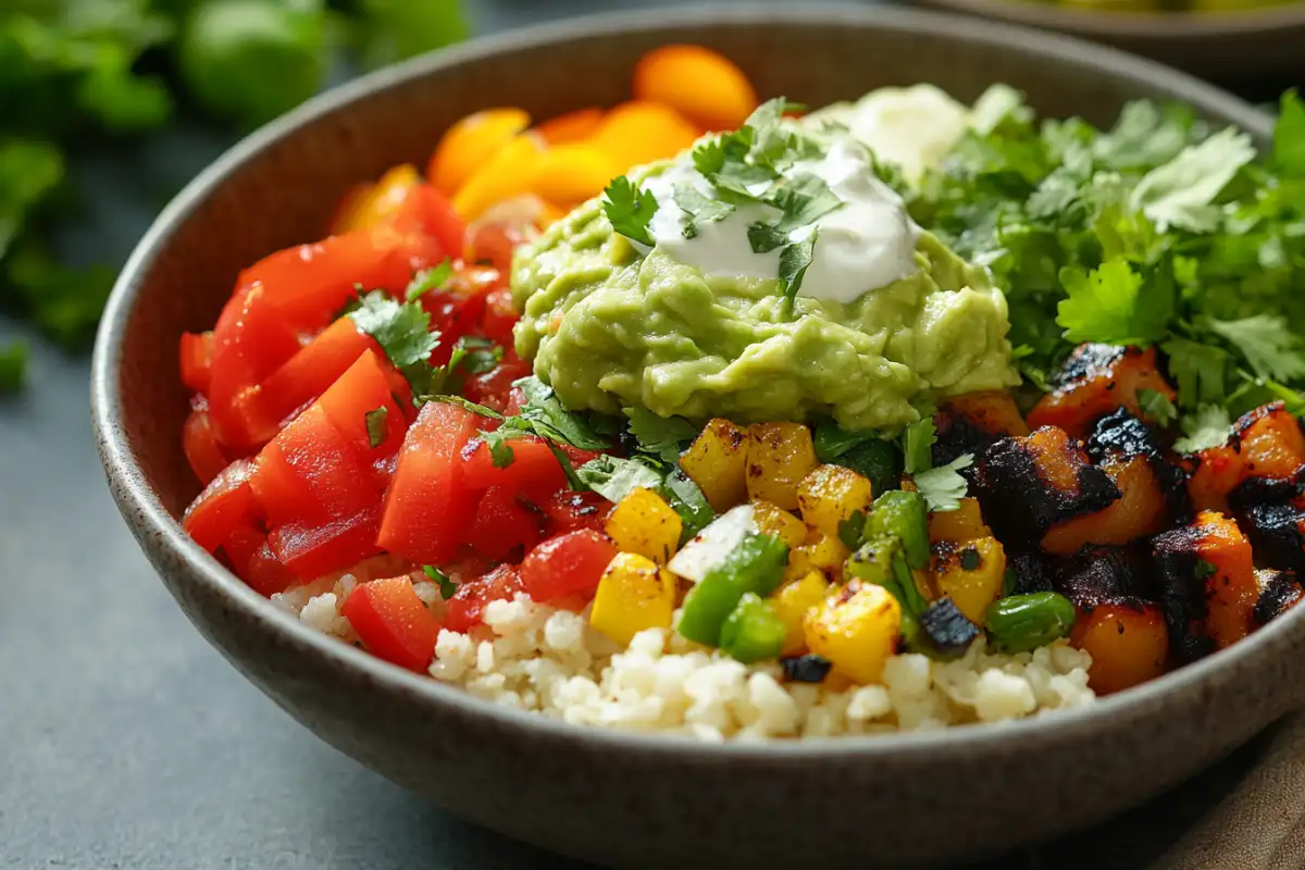 Bowl with Chipotle cauliflower rice and grilled vegetables