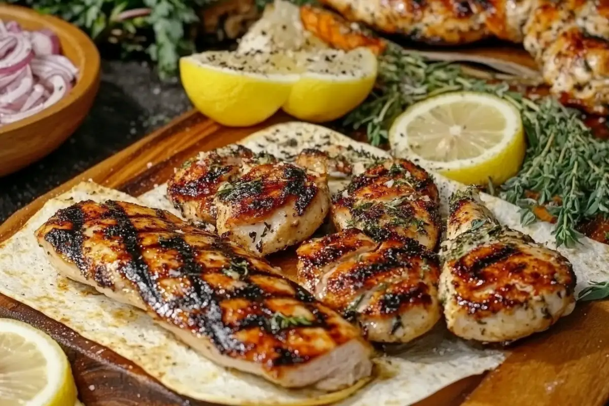 Grilled chicken wraps and skewers for Weight Watchers recipes.