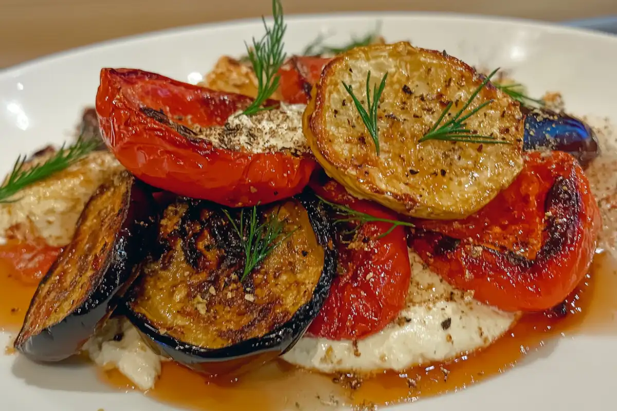 What side dish goes with chicken pitas Roasted vegetables with olive oil and herbs.