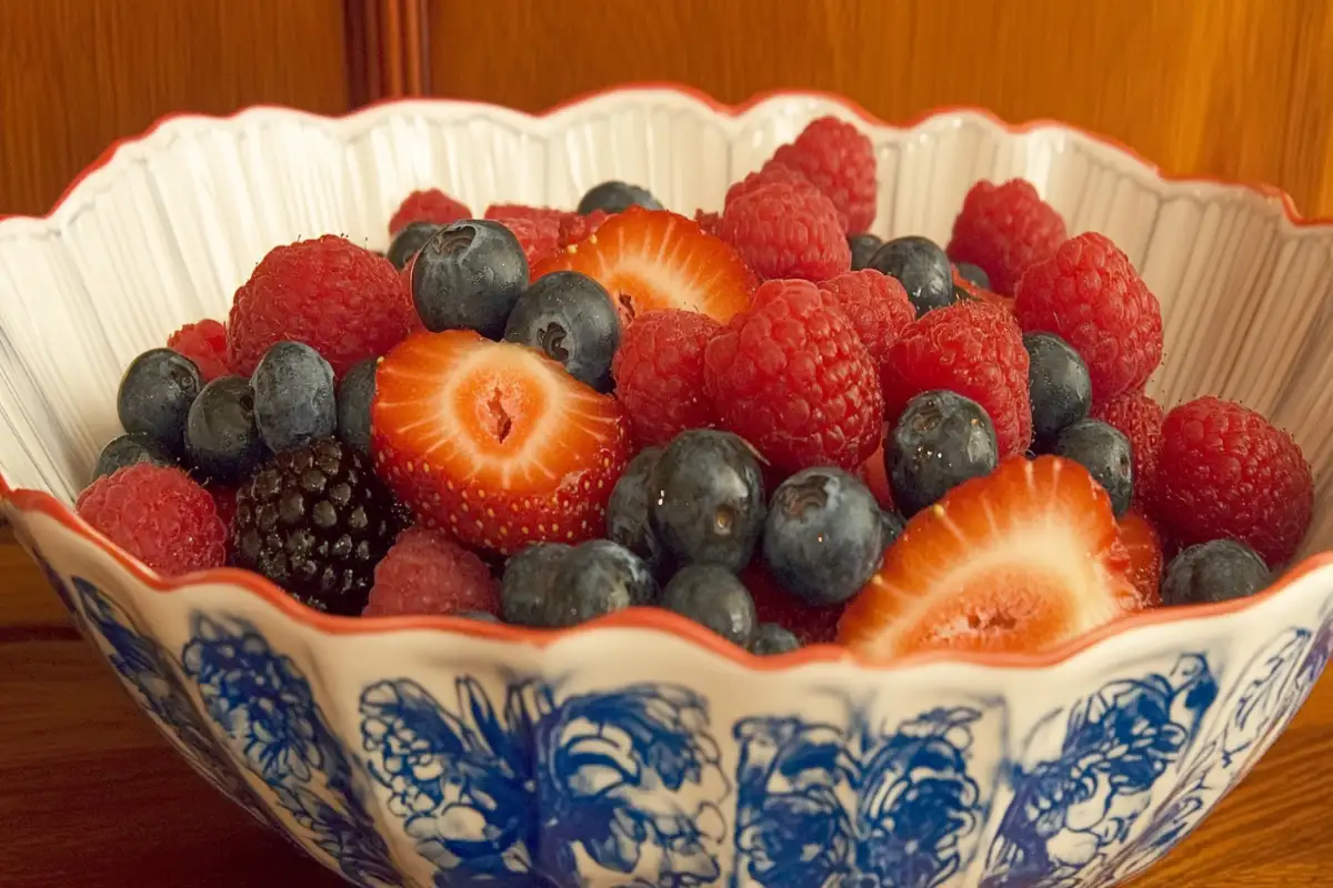 Mixed berry salad with strawberries, blueberries, raspberries, and blackberries