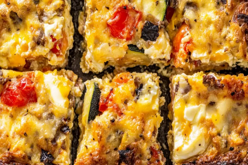 "Golden brown breakfast casserole with crispy top