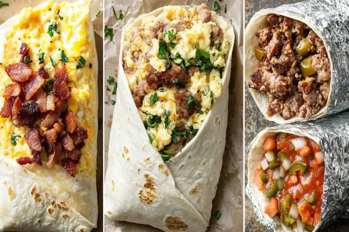 Variety of breakfast burritos: vegetarian, classic, Southwest, and freezer-friendly