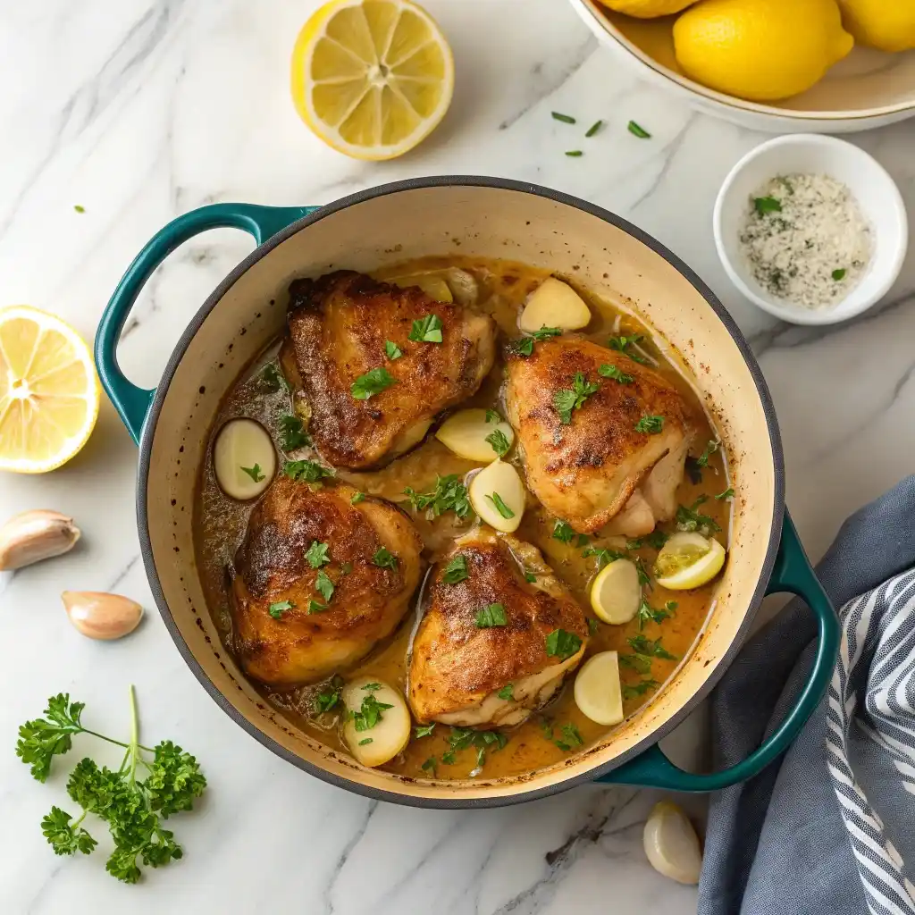 lemon garlic braised chicken thighs