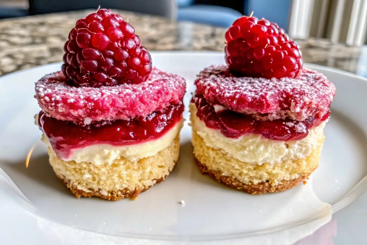Mini Lemon & Raspberry Cheesecakes