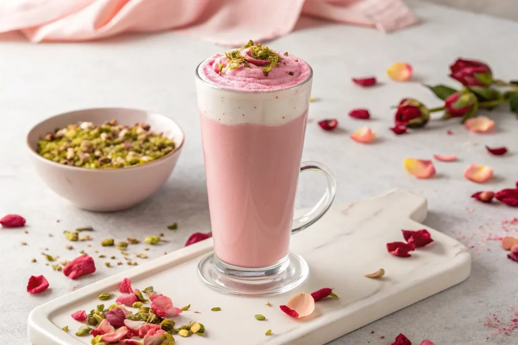 Cherry-Rose Pistachio Latte