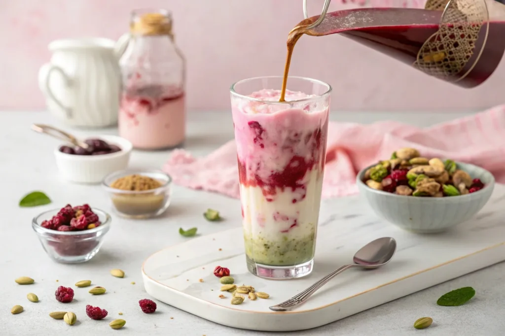 Cherry-Rose Pistachio Latte