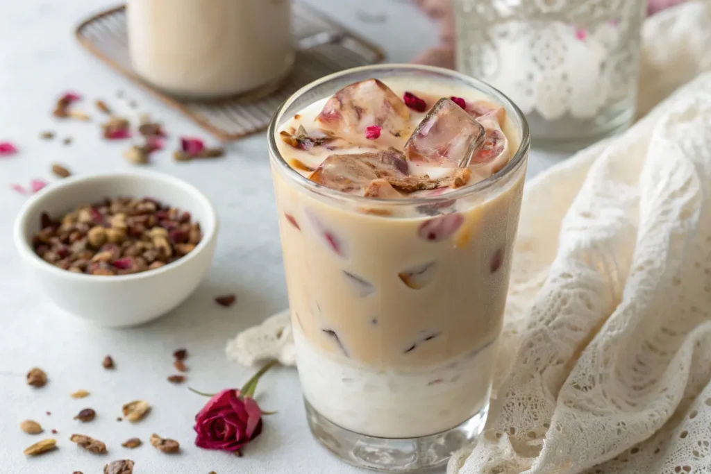 Iced Cardamom Rose Latte