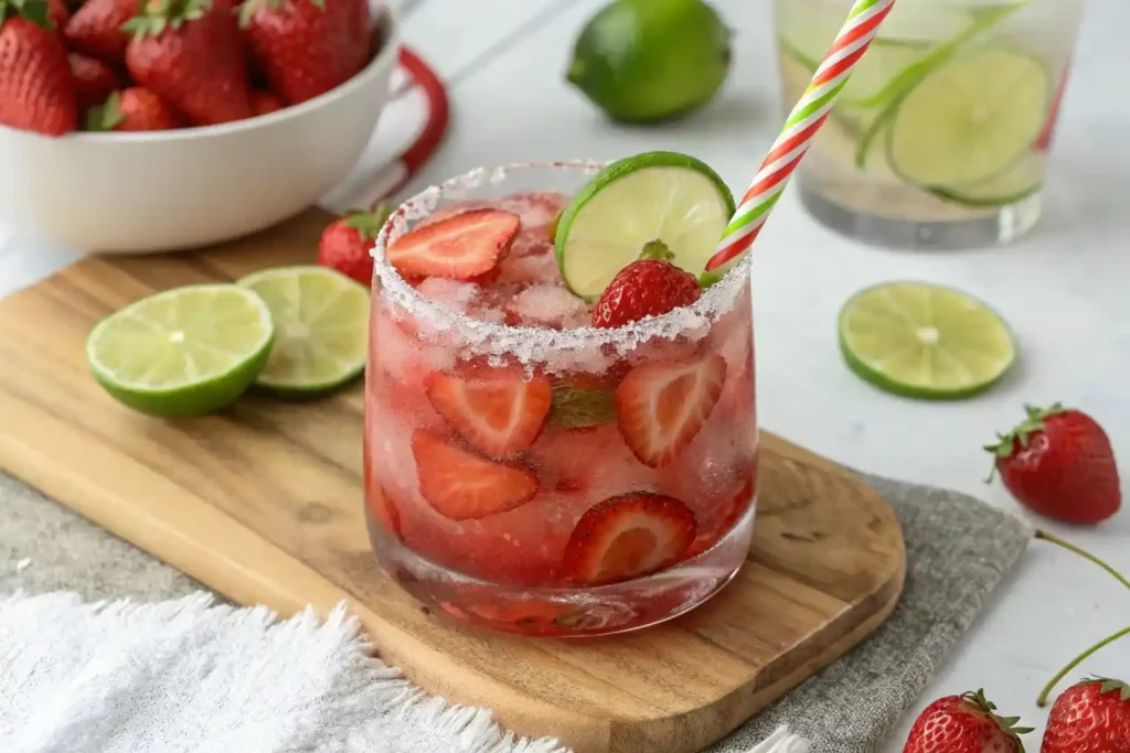 Strawberry Lime Margarita Mocktail