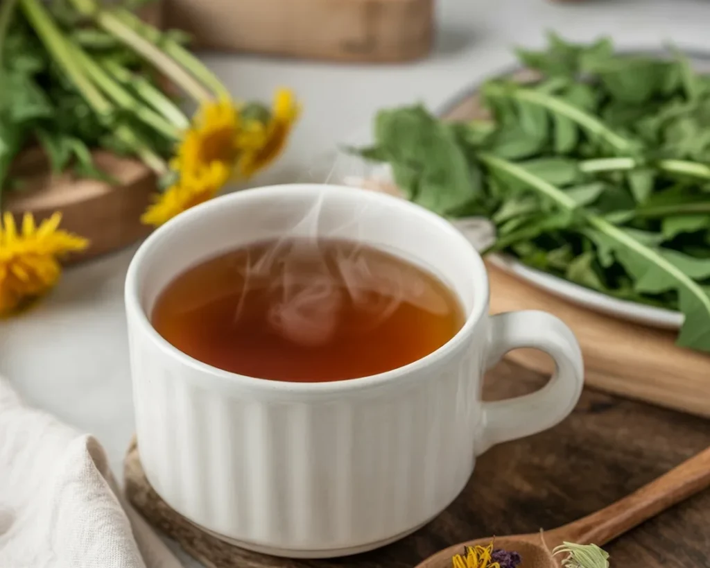 Dandelion Root Detox Tea for liver health and skin cleansing benefits.