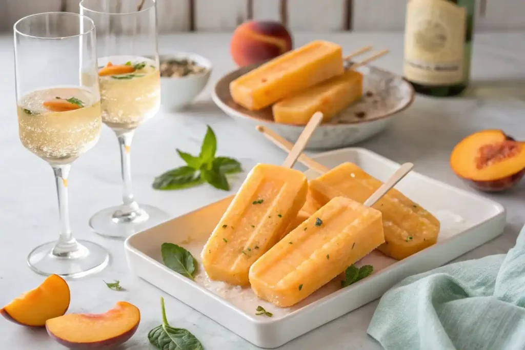 peach bellini popsicles