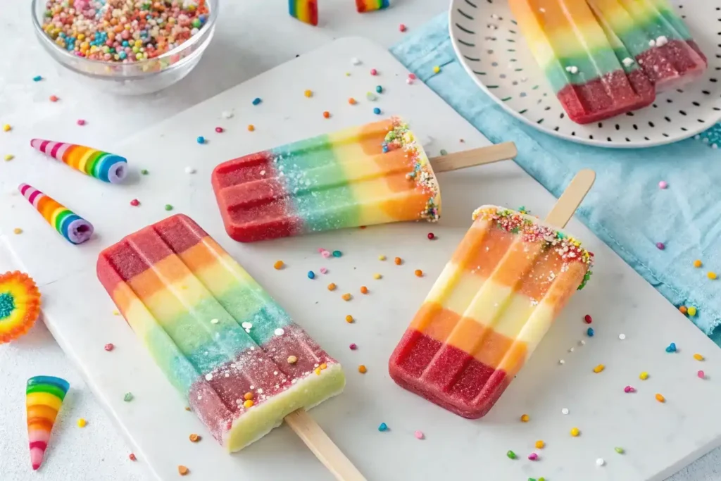 rainbow candy popsicles