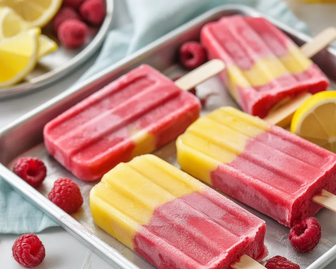Refreshing Raspberry Lemonade Popsicles perfect for summer with bright flavors