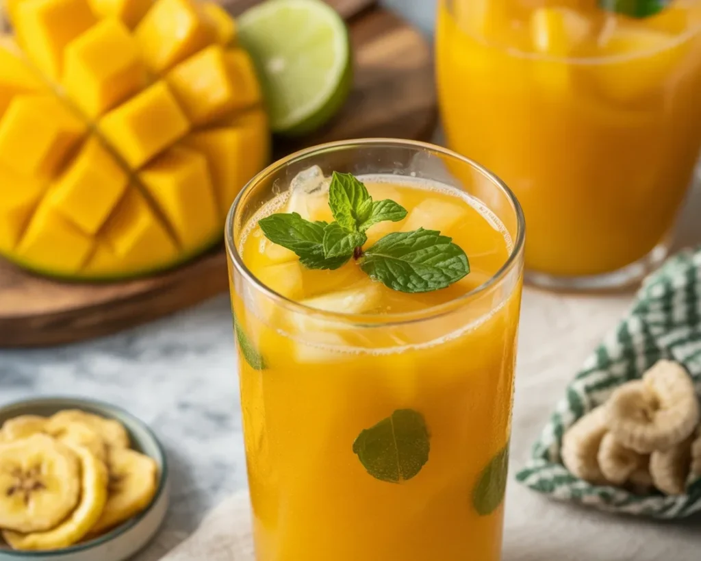 Refreshing Mango Turmeric Lemonade with probiotics and vitamin C