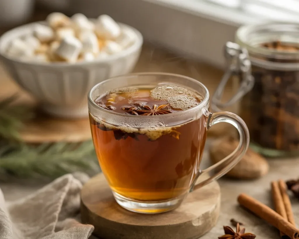 Cup of Marshmallow Root Soothing Tea with herbs for relief and wellness