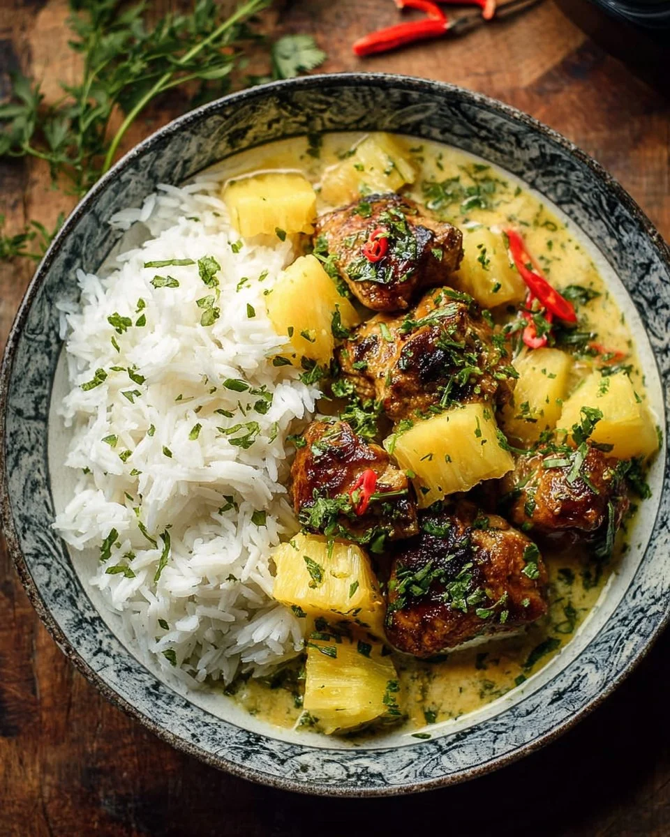 30 Minute Pineapple Chicken served with Coconut Rice