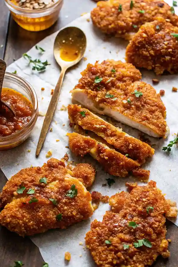 Baked Crunchy Hot Honey Chicken