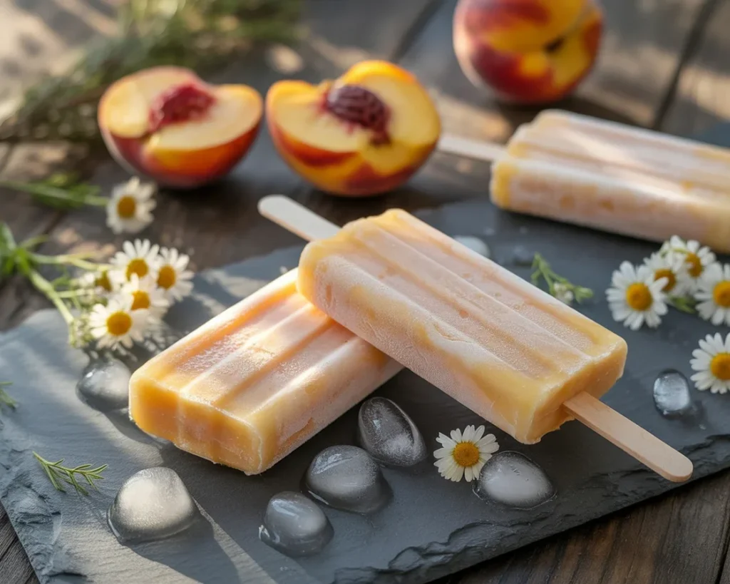 Colorful healthy homemade fruit popsicles made with fresh ingredients.