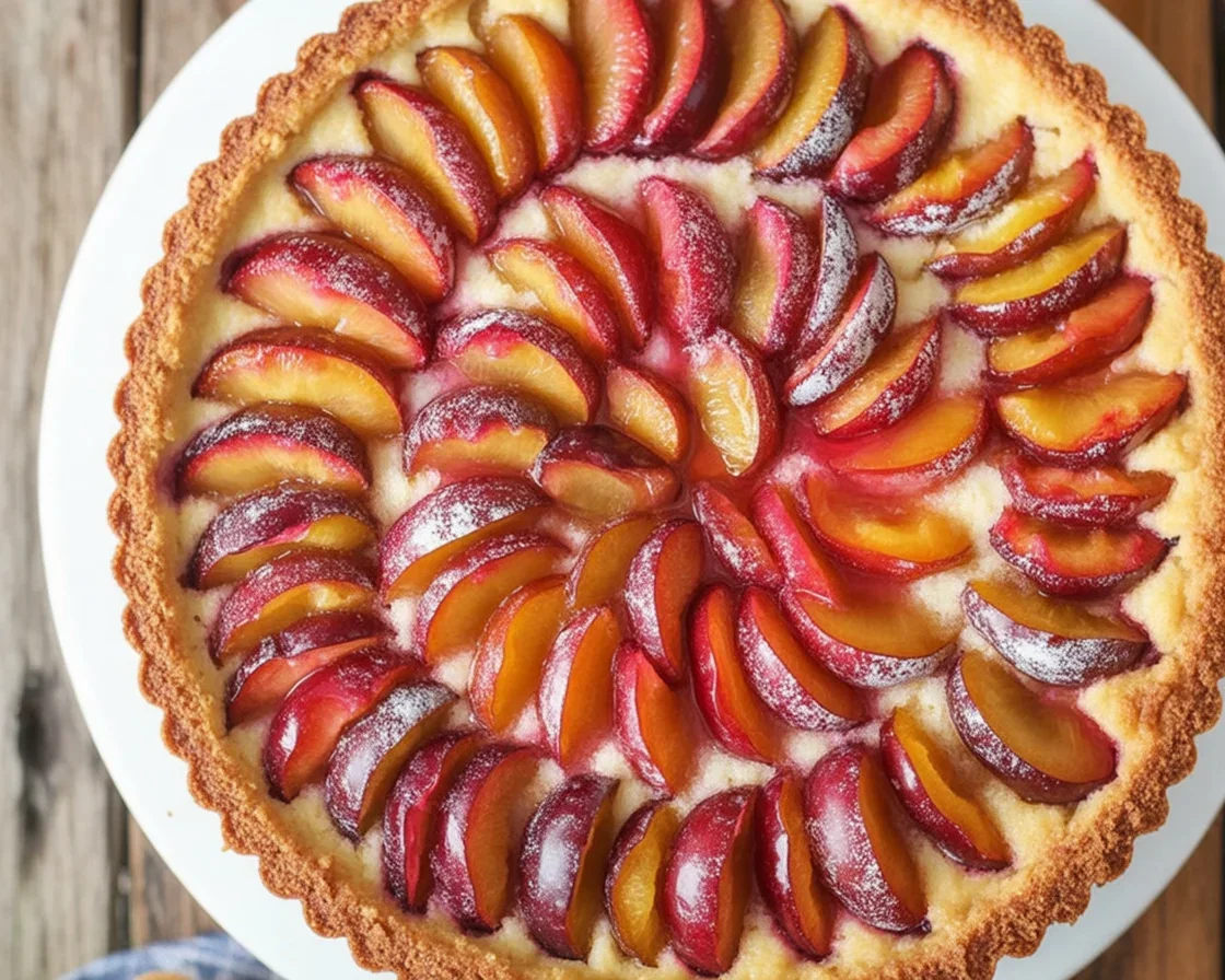 Delicious Plum and Almond Tart with buttery pastry and fresh plum slices.
