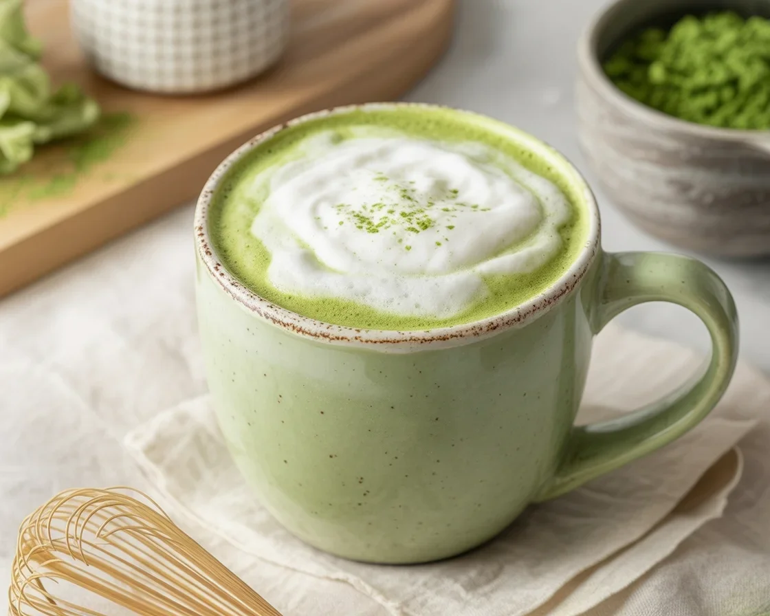 Delicious Matcha Collagen Latte promoting digestion and skin health.