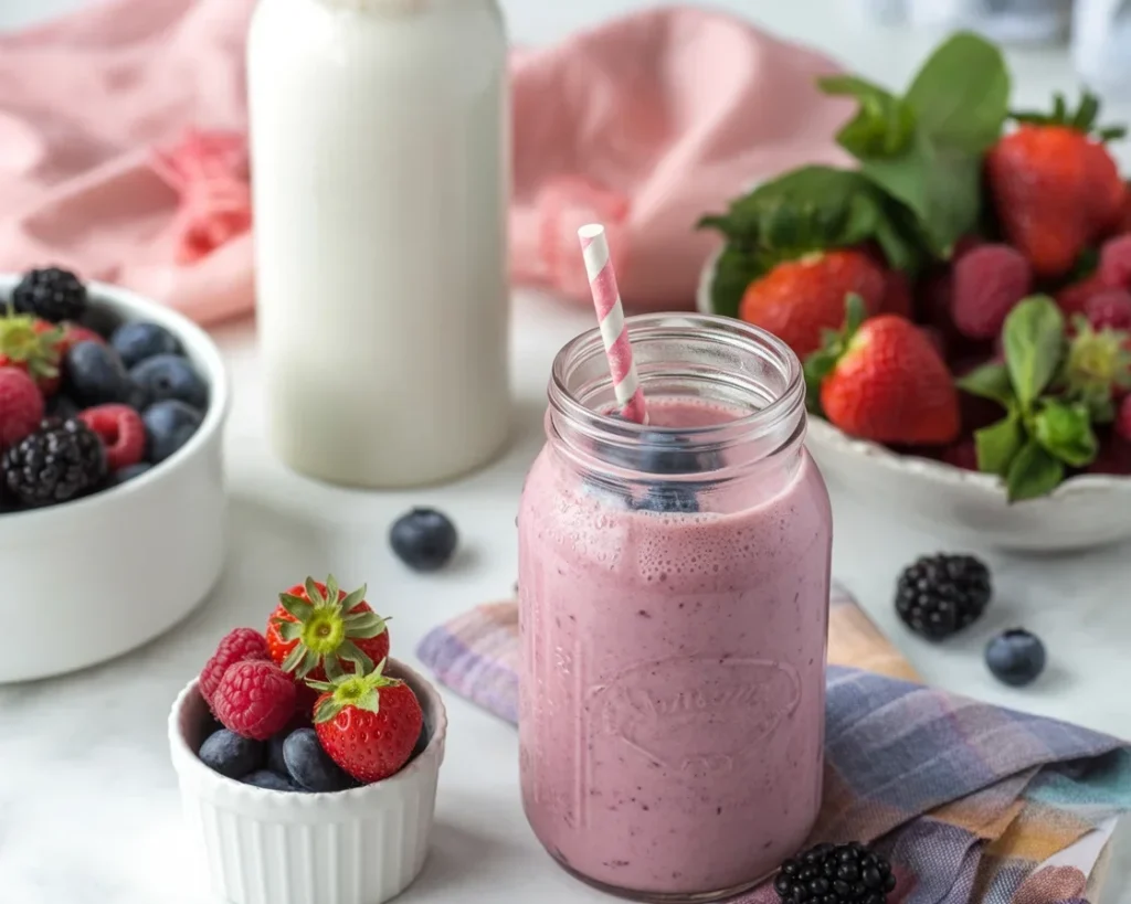 Delicious Kefir Probiotic Smoothie with fresh fruits and live probiotics.