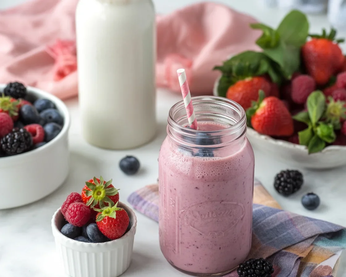 Delicious Kefir Probiotic Smoothie with fresh fruits and live probiotics.