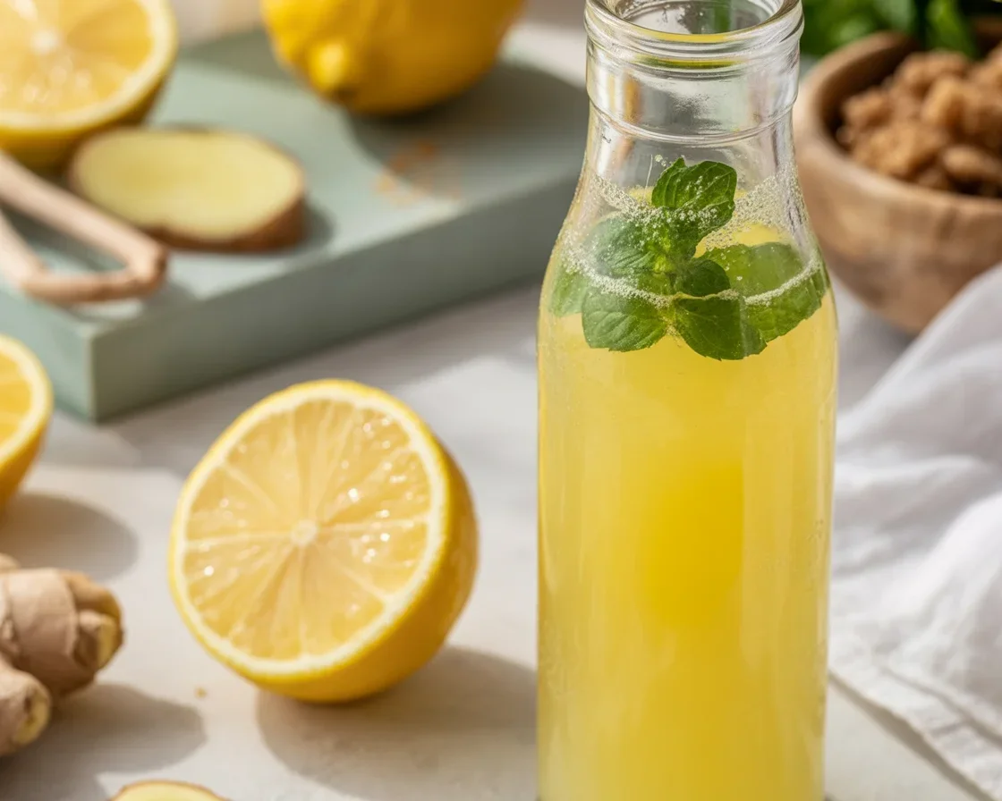 Fresh Lemon Ginger Morning Detox Shot for health and wellness