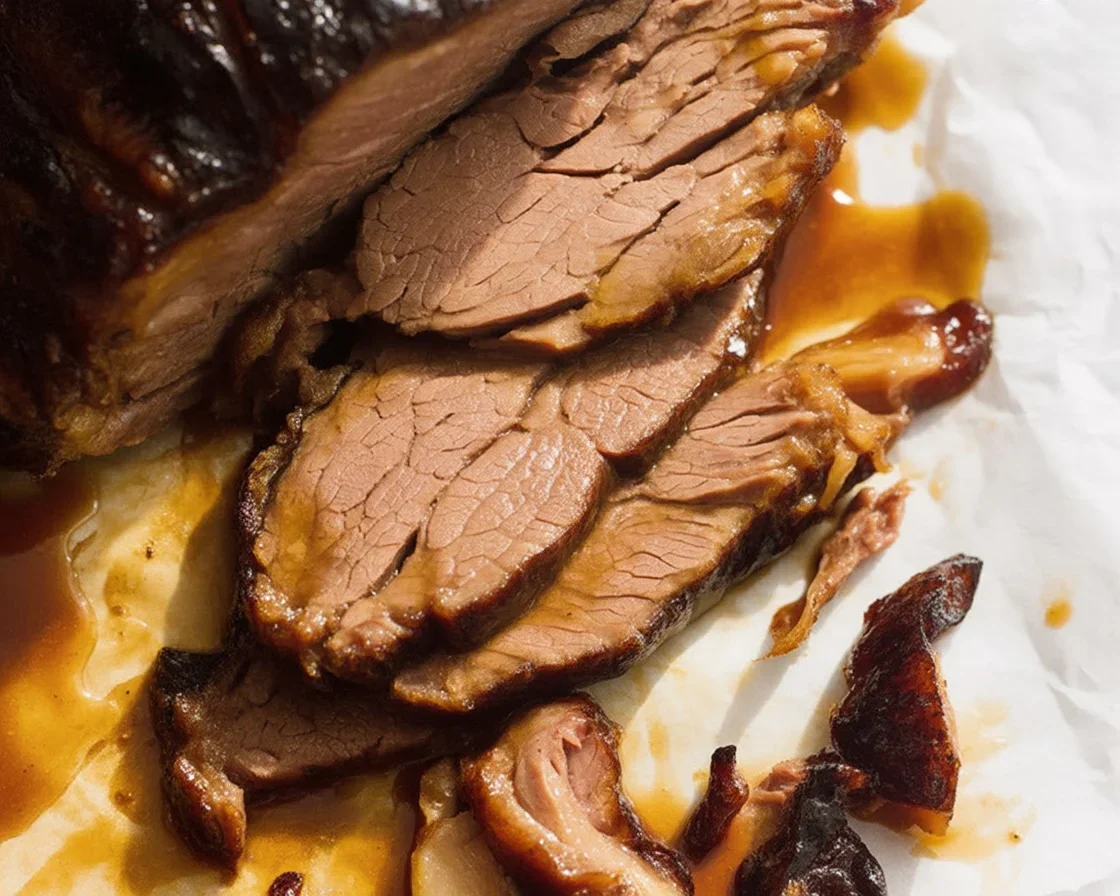 Deliciously tender slow cooked or smoked Beef Brisket ready to serve.