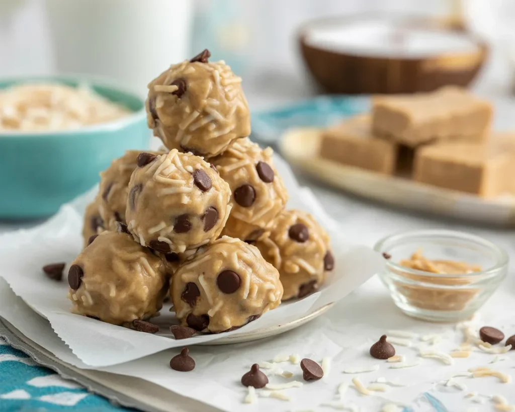 Healthy no bake energy bites made with peanut butter and oats for a nutritious snack.