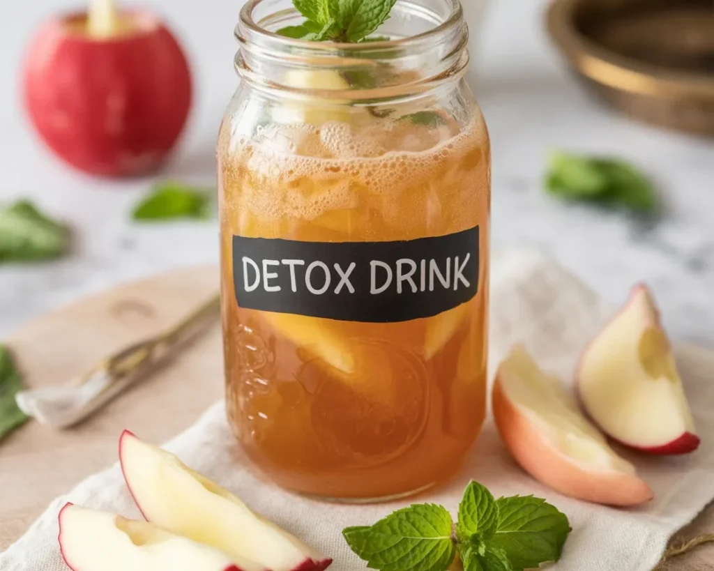 A refreshing Apple Cider Vinegar Detox Drink with lemon and honey for health and wellness.