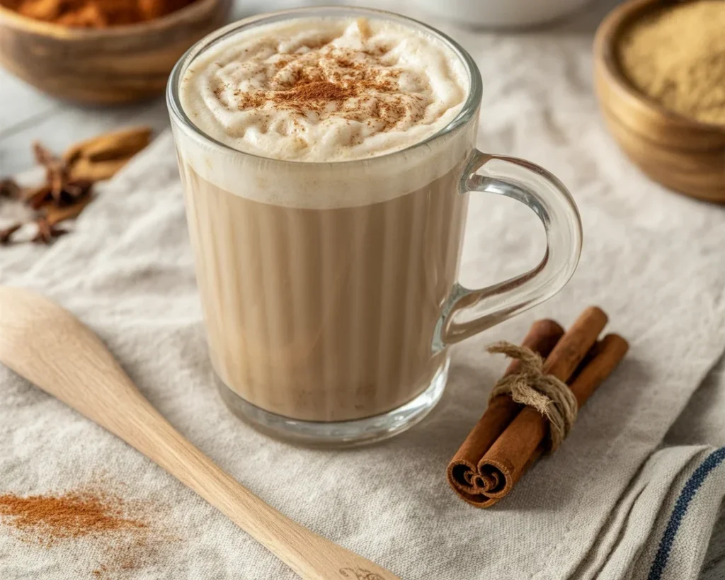 Adaptogenic Stress-Relief Latte with calming herbs for stress management.