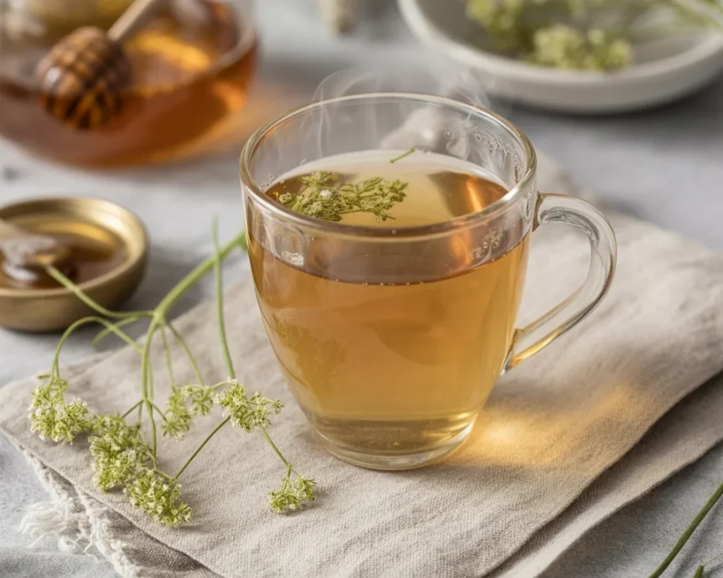 Fennel Tea for Flat Belly, promoting digestion and reducing bloating with natural ingredients.