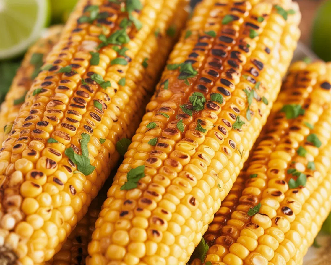 Grilled Corn on the Cob with Chili Lime Butter served on a plate