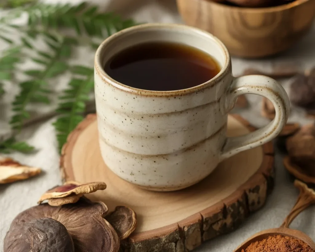Reishi Mushroom Tea - immune-boosting herbal tea blend with earthy flavors.