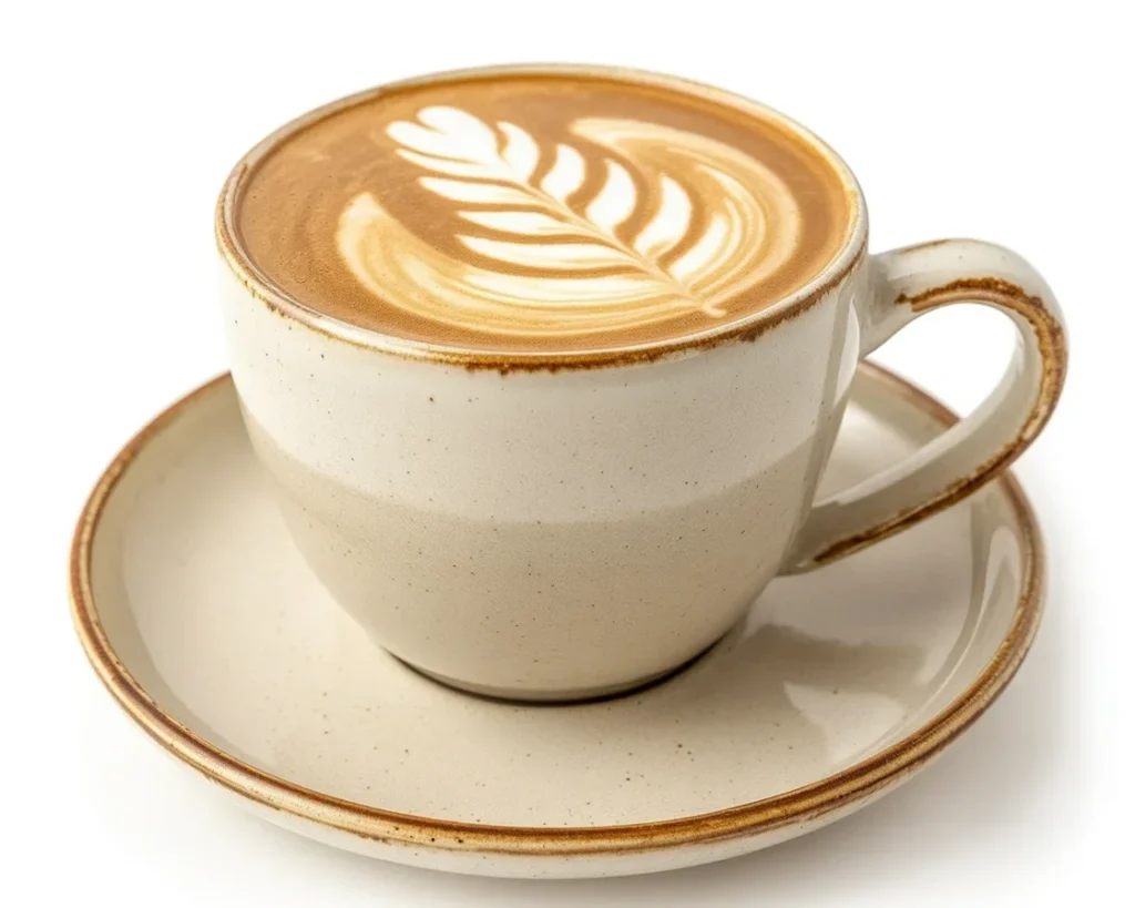 Homemade Honey Almond Milk Flat White with espresso and frothed almond milk