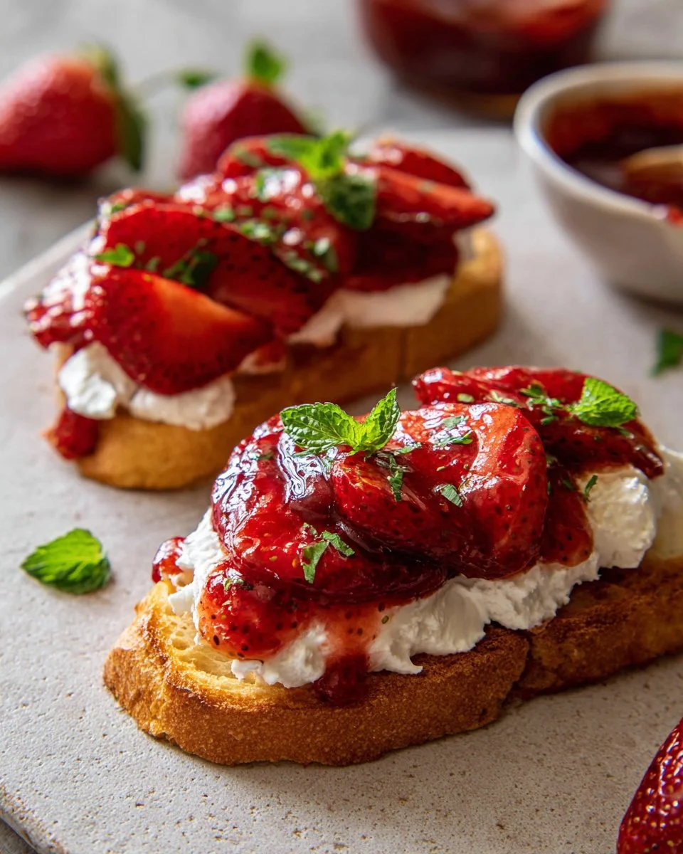 Strawberry jam paired with honey whipped goat cheese on a rustic platter