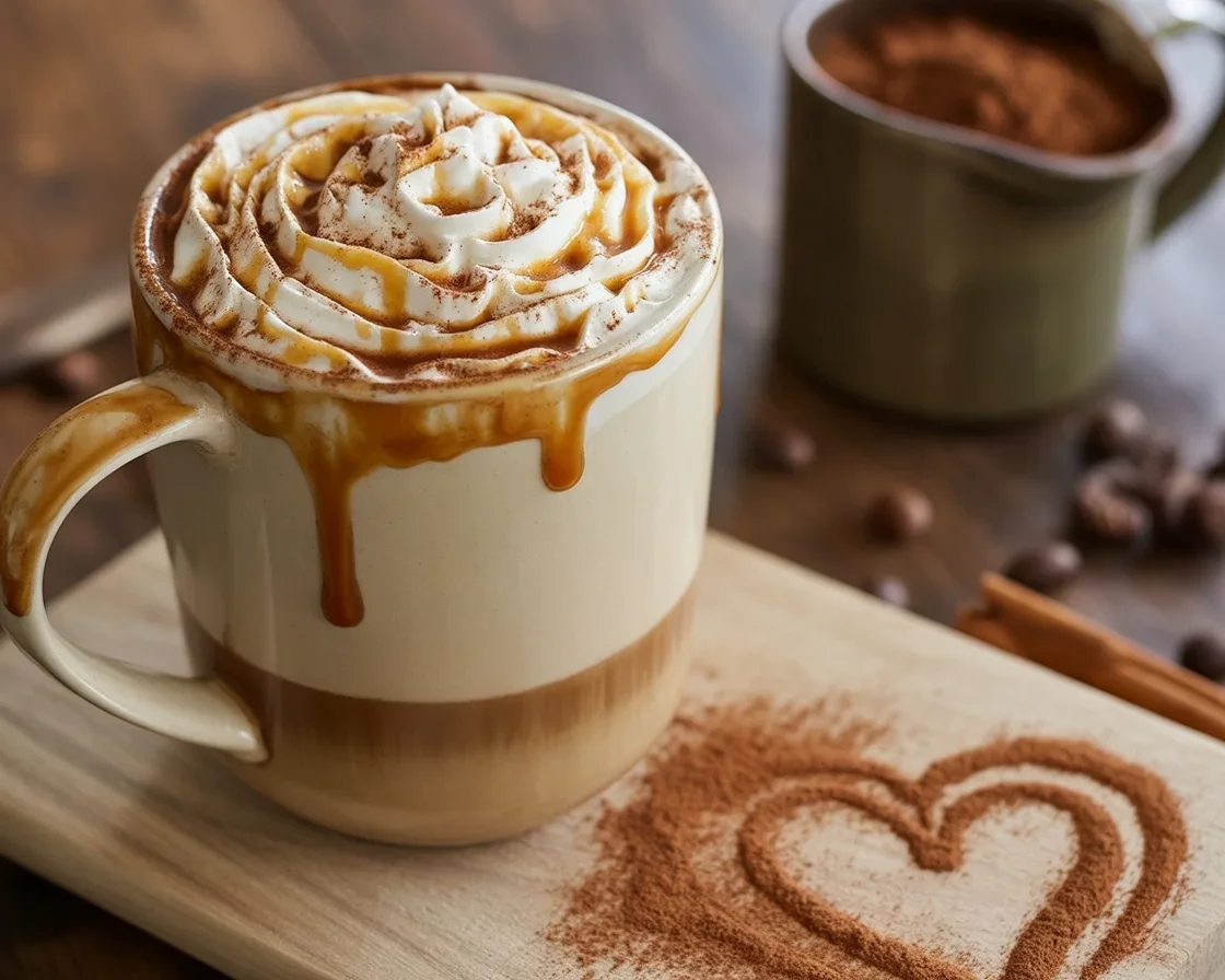 Caramelized Apple Cinnamon Latte with espresso, steamed milk, and apple caramel syrup.