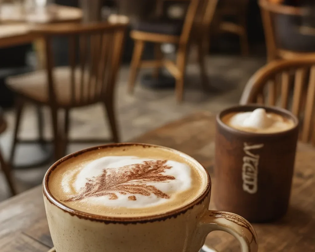 Spiced Hazelnut Oatmilk Cappuccino with frothy oat milk and hazelnut flavor