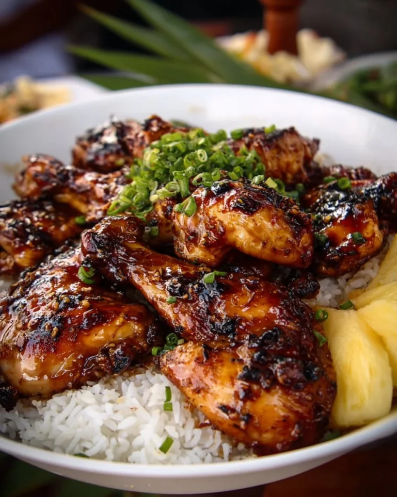 Delicious authentic Hawaiian Huli Huli Chicken on a grill