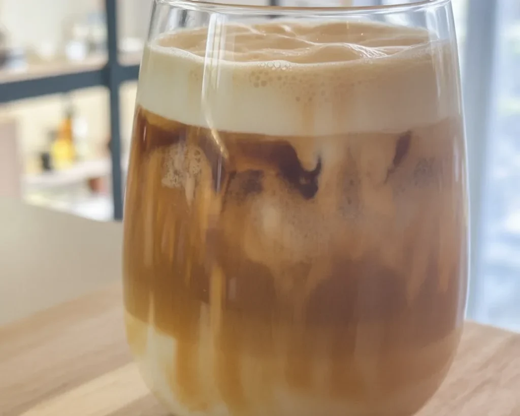 Brown Sugar Lavender Shaken Espresso with oat milk and lavender cold foam